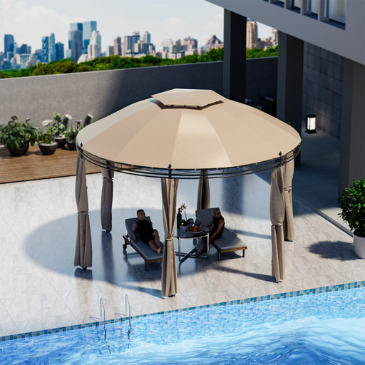 11.5 Feet Outdoor Patio round Dome Gazebo Canopy Shelter with Double Roof Steel