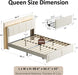 Queen Storage Bed Frame, Upholstered Platform Bed with 2 Drawers, Velvet Vertical Tufted Headboard with LED Lights & Charging Station, Wooden Slats Support, No Box Spring Needed, White