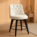 Counter Height Bar Stools, Faux Leather Upholstered Modern Swivel Barstool with Back, Solid Wood Legs, 26" H Seat, White