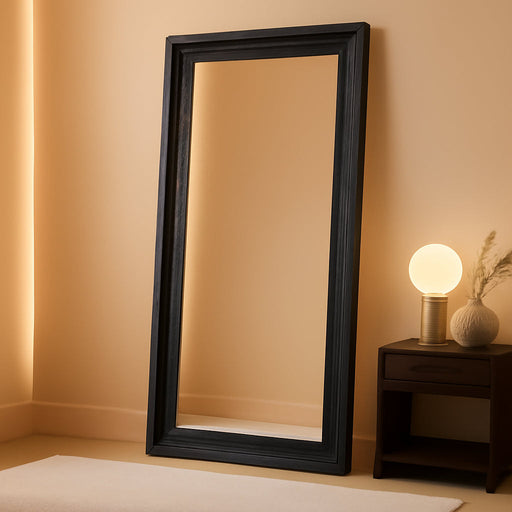 Full Length Mirror 71"X30", Large Solid Wood Frame Floor Mirror, Leaning Floor Mirror, Stable Frame, Shatterproof Glass, Modern Classic Style for Bedroom, Living Room, Entryway