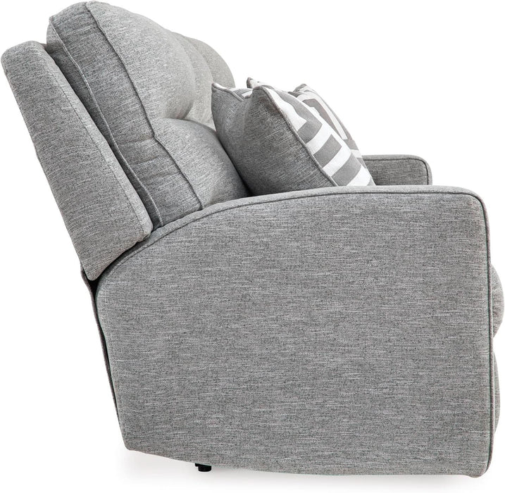 Biscoe Casual UV Resistant Power Reclining Sofa with Adjustable Headrest and USB Ports, Light Gray