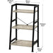 3-Tier Bookshelf, Ladder Shelf, Stand up Shelves, Industrial Bookcase with Steel Frame, Metal Small Bookcase, for Living Room, Home Office, Kitchen, Bedroom, Industrial Style（Greige & Black）