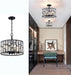 Farmhouse Crystal Convertible Chandelier and Semi Flush Mount Lighting Black Cylinder Drum Shade Pendant for Kitchen Island Dining Room Bedroom Hallway