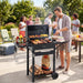 Charcoal Grill with 2 Side Tables, 284 Sq.In. Outdoor Smoker BBQ Grill with Thermometer, Bottle Opener & Wheels, Mobile Cooking Grill for Camping Picnic Party, Black