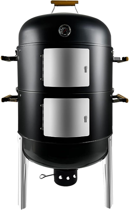 Vertical Charcoal Smoker Grills: Premium 20.5 Inch BBQ Meat Smokers - Barbecue Charcoal Grill Smoker Combo for Outdoor Cooking Patio Backyard Picnic Party Grilling