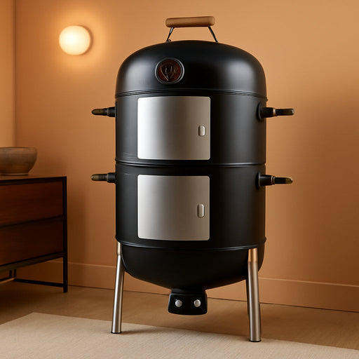 Vertical Charcoal Smoker Grills: Premium 20.5 Inch BBQ Meat Smokers - Barbecue Charcoal Grill Smoker Combo for Outdoor Cooking Patio Backyard Picnic Party Grilling
