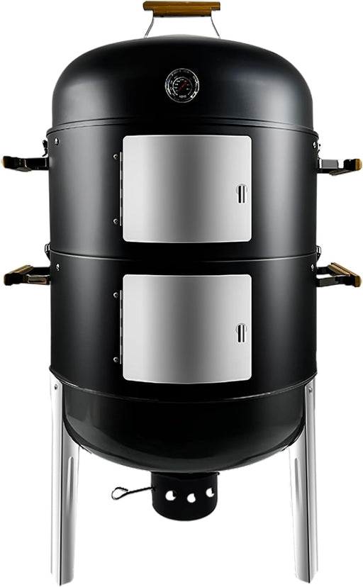 Vertical Charcoal Smoker Grills: Premium 20.5 Inch BBQ Meat Smokers - Barbecue Charcoal Grill Smoker Combo for Outdoor Cooking Patio Backyard Picnic Party Grilling