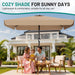 8 X 10 FT Large Rectangular Patio Umbrella with Valance, Outdoor Table Market Umbrella W/Crank & 8 Ribs, Rectangle Outdoor Umbrellas for Garden, Deck, Yard and Poolside, Beige