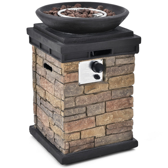 40000BTU Outdoor Propane Burning Fire Bowl Column Realistic Firepit Heater