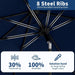 Patio Umbrella with Solar Lights, Outdoor Table Umbrella with 8 Durable Ribs, Tilt & Crank Mechanism, Waterproof & UV Protection for Garden, Backyard, Poolside