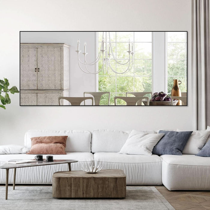 71"X34" Large Mirror Full Length Mirror Aluminum Alloy Frame Floor Mirror Wall-Mounted Mirror for Living Room, Bedroom, Hanging or Leaning against Wall, Black