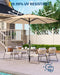 10 Ft Patio Umbrella with Solar Lights, 8 Ribs Outdoor Market Table Umbrella with 40 LED Lights & Tilt Crank for Pool, Deck, Backyard (Tan)