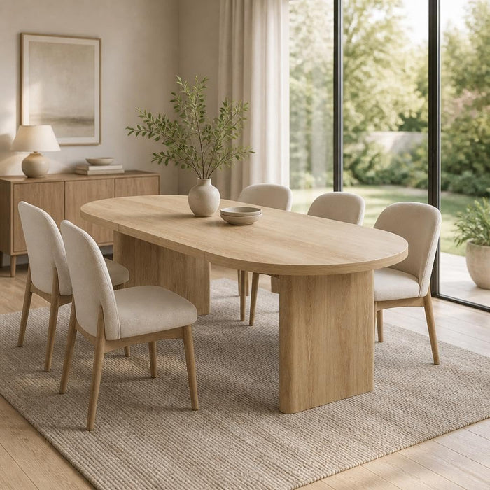 71" Oval Farmhouse Dining Table for 6-8 People, Natural