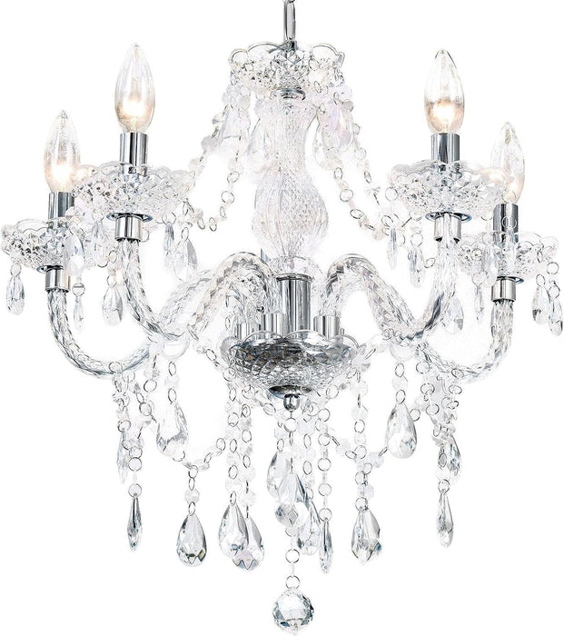Crystal Chandeliers Clear Chandelier 5-Light Modern Pendant Ceiling Lighting Fixture with Acrylic Crystals & Beads for Girls Room,Living Room,Kitchen Island,Entryway