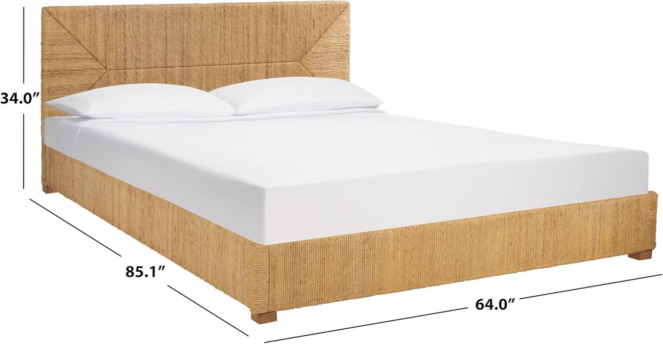 Couture Collection - Glenburg Queen Bed, Natural Woven Banana Stem & Wood Frame, Tropical Coastal Design, No Box Spring Needed (SFV1327A-Q)