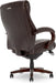 Bellamy Executive Office Chair with Memory Foam Cushions, Solid Wood Arms and Base, Waterfall Seat Edge, Bonded Leather, Brown
