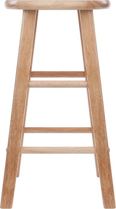 Element 2-Piece 24In Counter Stool Set, Natural Finish, Solid Wood, Modern Design