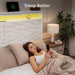 Queen Size Bed Frame with 2 Storage Drawers and Headboard Wooden Platform Bed Frame with LED Lights and Charging Station Easy Assembly/No Box Spring Needed/White
