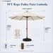 9FT Patio Umbrella, Outdoor Table Umbrella with Rope Pulley Lift, 3 Adjustable Heights, Market Umbrellas for Backyard, Pool and Deck, UPF50+