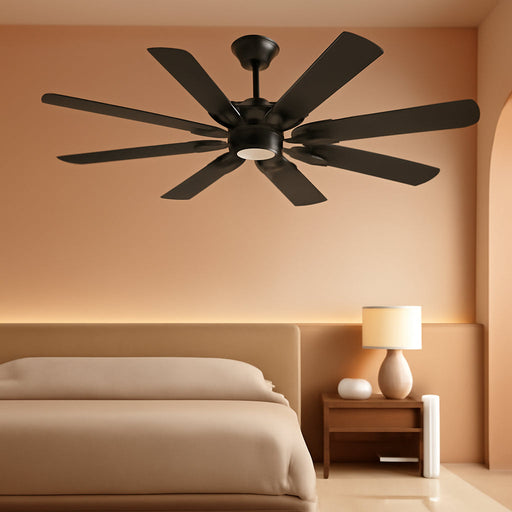 52 Inch Ceiling Fan No Light, 8 Blades Black Ceiling Fans without Lights, Quiet Rerverible DC Motor, 6Speeds, for Bedroom, Living Room, Home Office and Patio