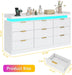 9 Drawer Dresser for Bedroom, White Dresser with LED Lights and Charging Station, Modern Chest of Drawer, Wood Triple Wide Drawer Organizer Cabinet for Bedroom, Living Room, Entryway, Hallway