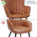 PU Leather BarrelShapedContoured Armchair Brown Metal Legs