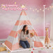 Teepee Tent for Kids with Padded Mat, Lights, and Carry Bag, Washable Playhouse for Indoor Use, Ideal Play Tent for Girls and Boys, Stripe Pink