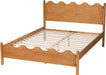 Malaya Modern Oak Brown Wood Queen Platform Bed with Scalloped Edges