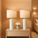 24" Farmhouse Ceramic Table Lamp Set of 2 for Bedroom Living Room White Desk Decor Bedside Lamps for Study Room Office Dorm Modern Accent Nightstand Lamp End Table Lamps