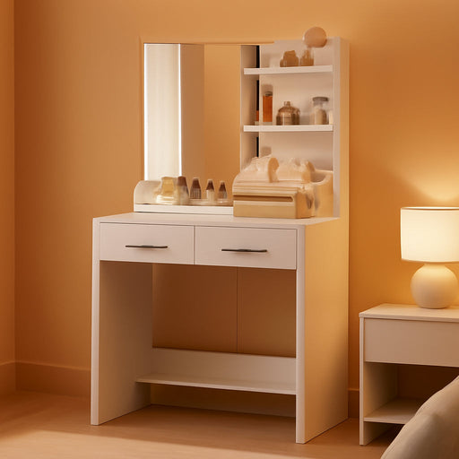 Vanity Desk With Oversized Mirror And Illumination