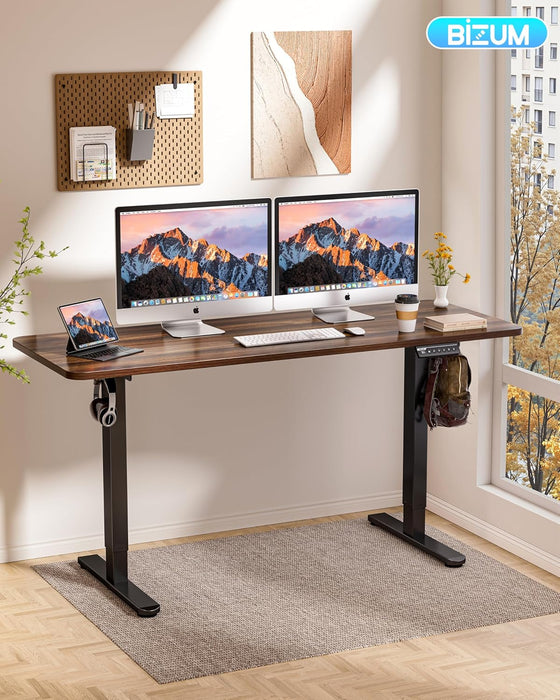 Electric Standing Desk 60 X 24 Inch Computer Desk-Gaming Desk Dark Walnut Home Office Desks Height Adjustable Memory Stand up Computer Workstation