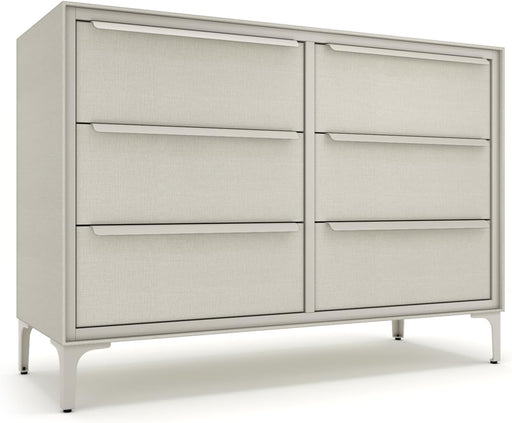 Naima 6-Drawer Premium Fabric Dresser – Strong Metal Frame, Sag-Proof Drawers with Sleek Metal Handles, Durable Storage Solution for Your Home (Beige)