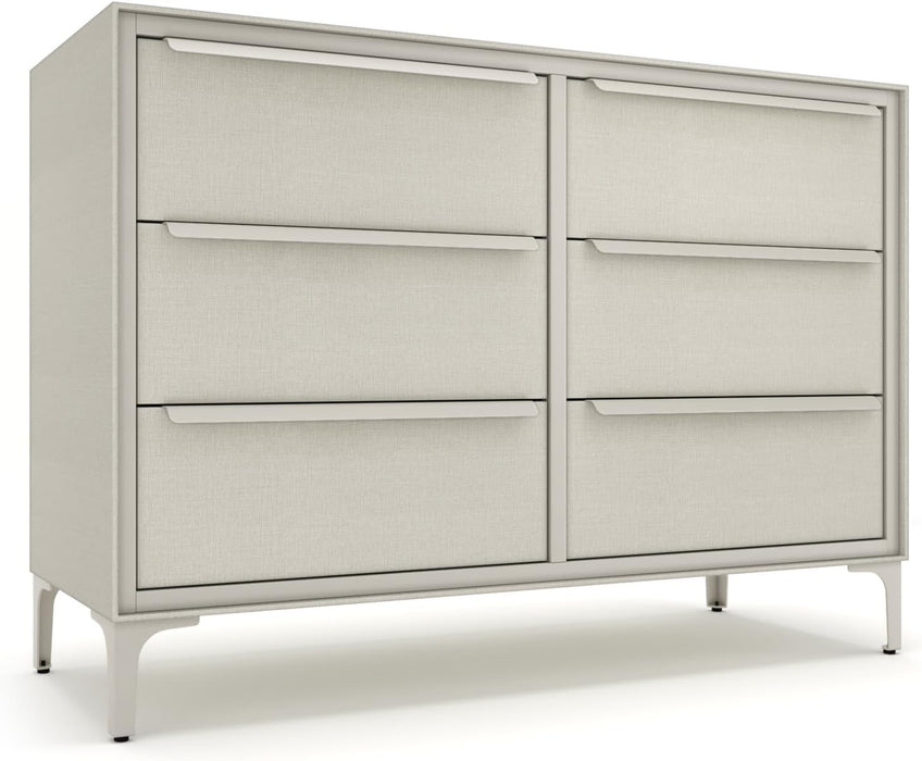 Naima 6-Drawer Premium Fabric Dresser – Strong Metal Frame, Sag-Proof Drawers with Sleek Metal Handles, Durable Storage Solution for Your Home (Beige)
