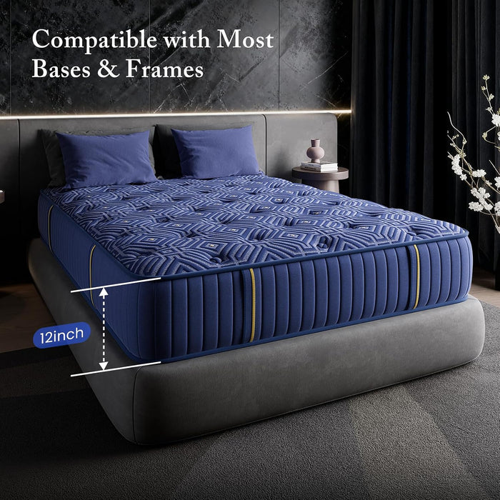Full Size Mattress, Medium Firm 12 Inch Full Mattress with Lumbar & Shoulder Support, (New Version) Hybrid Mattresses Full with Gel Memory Foam and Individual Pocket Springs, Certipur-Us Certified