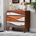 3-Drawer Dresser with Sculpted Wave Fronts, Tri-Color Drawer Design, Modern Chest of Drawers Storage Cabinet for Bedroom, Living Room, Hallway, or Office