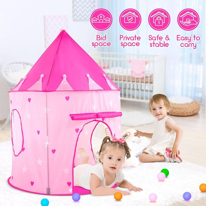 3Pc Kids Play Tent for Girls with Ball Pit, Crawl Tunnel, Princess Tents for Toddlers, Baby Space World Playhouse Toys, Boys Indoor& Outdoor Play House, Perfect Kid’S Gifts