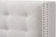 Ginaro Modern and Contemporary Greyish Beige Fabric Button-Tufted Nail Head Queen Size Winged Headboard/Contemporary/Fabric Polyester 100%"/Lvl/Mdf/Foam/Greyish Beige