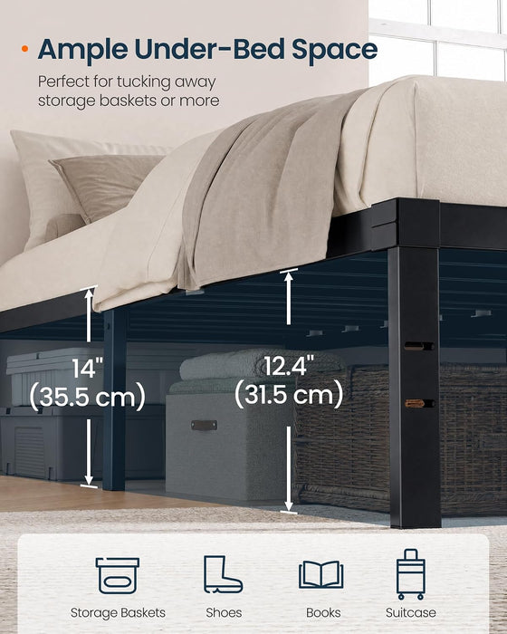 Queen Size Bed Frame, Metal Platform Bed Frame, 14 Inch