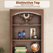 Book Shelf and Bookcases with Doors Floor Standing 6 Shelf Display Storage Shelves, 70.8" Tall Bookcase for Home Office, Living Room, Mid-Century Modern, Walnut Brown
