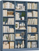 Blue Triple Wide Freestanding Bookshelf 74Inch Tall
