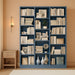 Blue Triple Wide Freestanding Bookshelf 74Inch Tall