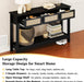 Entryway Console Table with 3 Rattan Drawers - Long Sofa Table behind Couch Modern Fluted Hallway Living Room Storage Cabinet, Entry Table Open Shelf Foyer Furniture, Anti-Tip, Black, 47 Inch