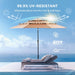 9FT 3-Tier Solar Patio Umbrella Heavy Duty, Vented Market Table Umbrella Windproof with 32 LED Lights, UPF50+, 5-Year Fade Resistant, 8 Thicker Ribs for Pool, Lawn, Garden, Deck (Beige,No Base)