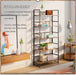 No Assembly 5 Tier Collapsible Book Shelves, 51.2" H X 23.6" W Folding Bookshelf Bookcase Open Industrial Foldable Shelf for Bedroom, Living Room, Home Office - Rustic Brown