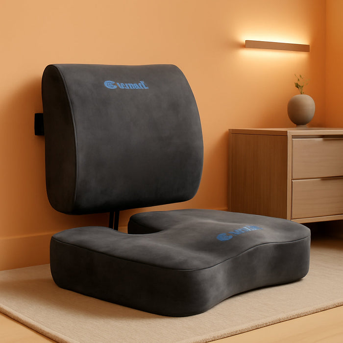 Seat Cushion,Office Chair Cushion,Car Seat Cushion,Lumbar Support Pillow for Office Chair,Back Support Memory Foam Pillow Coccyx Cushion for Tailbone Pain,Sciatica & Back Pain Relief -Grey