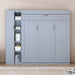 Queen Size Murphy Bed Wall Bed with Shelves, Drawers and LED Lights,Gray
