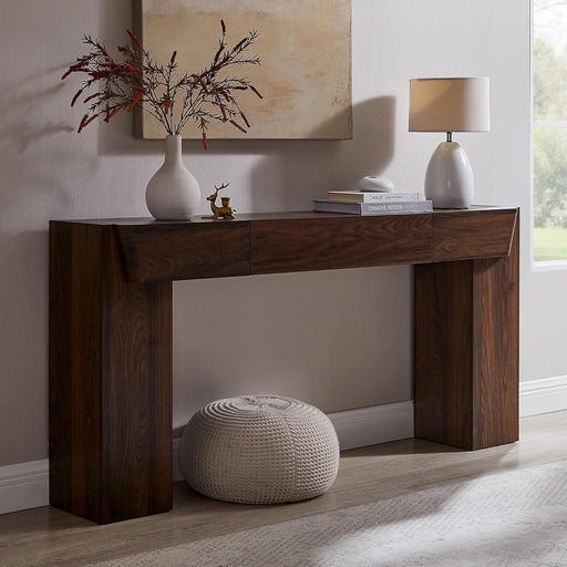 63" Console Table with Storage Drawer, Modern Entryway Table with Drawers, Thick Wood Legs Design, Sofa Table behind Couch, Wood Console Tables for Entryway Hallway Living Room, Brown