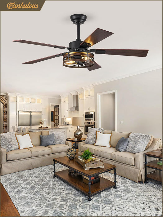 48 Inch Farmhouse Ceiling Fan Integrated Lighting