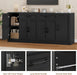 71” Large Buffet Cabinet with Storage, Sideboard Buffet Cabinet with Adjustable Shelves and 6 Soft-Close Doors, Wood Coffee Bar Console Table for Kitchen, Dining Room, Black