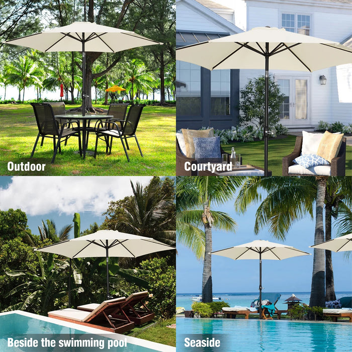 9Ft Patio Umbrella Outdoor Portable Table Market Umbrella with Push Button Tilt/Crank Waterproof Uv-Proof,Off-White